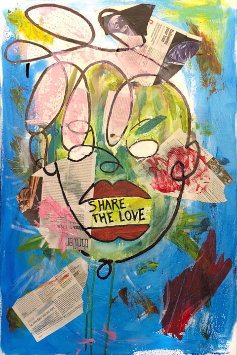 Pittura intitolato "Share The Love" da Joanes Ahanda, Opera d'arte originale, Acrilico