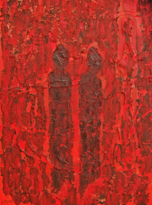 Pintura intitulada "Walking in the Rain" por Jo Moore, Obras de arte originais, Óleo