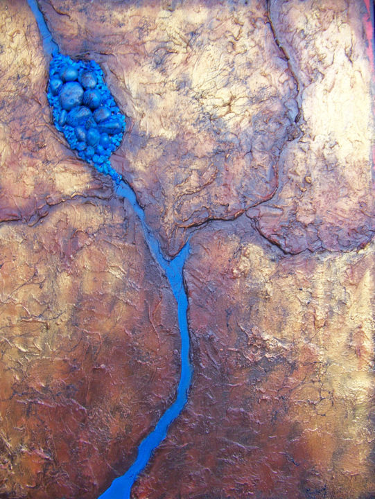 Painting titled "Arroyo Azul" by Jo Moore, Original Artwork, Oil