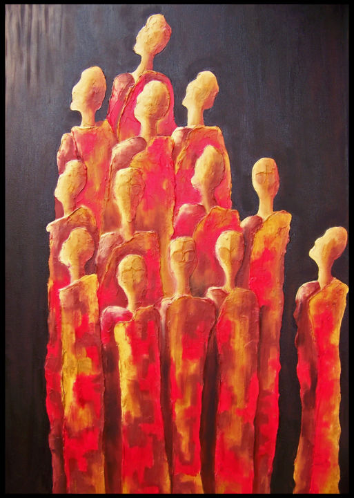 Картина под названием "Shaman Singers" - Jo Moore, Подлинное произведение искусства, Масло