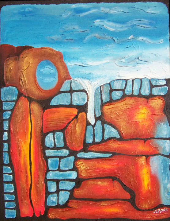 Painting titled "Window Rock 20 H x…" by Jo Moore, Original Artwork, Oil