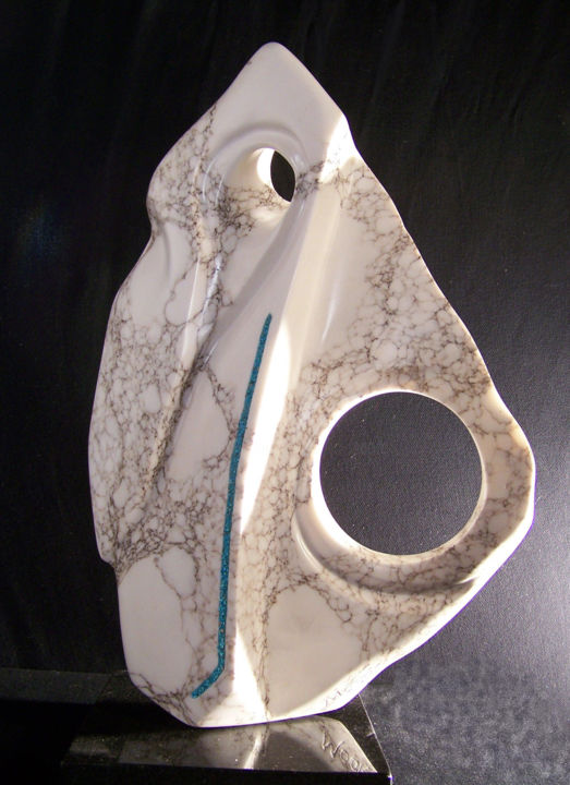 Sculpture titled "Galaxia---Alabaster…" by Jo Moore, Original Artwork, Stone