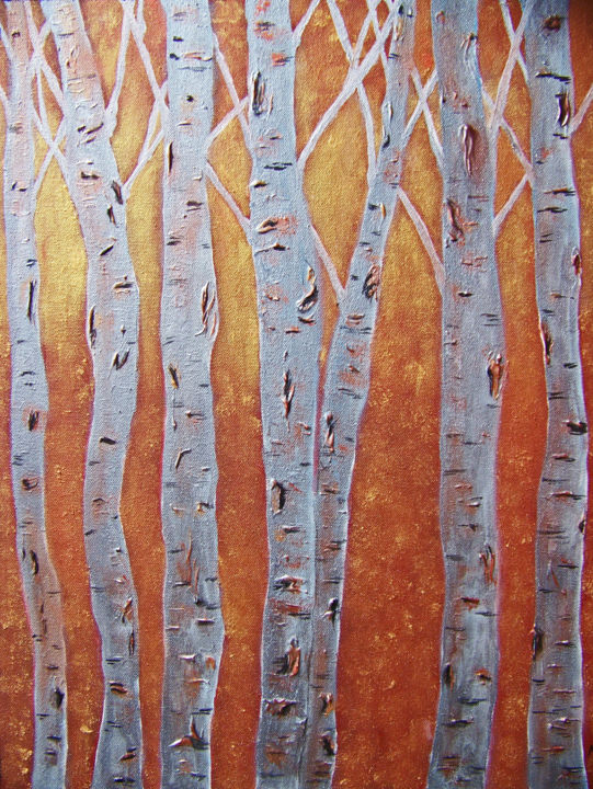 Painting titled "Autumn Glow Study--…" by Jo Moore, Original Artwork, Oil