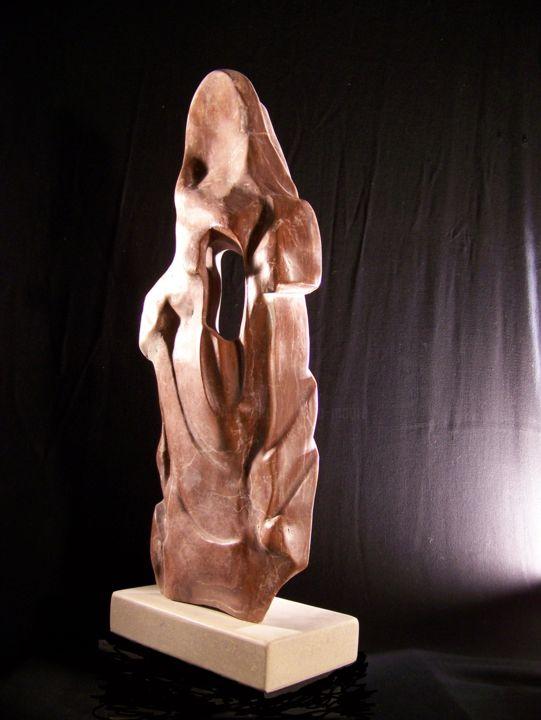 Sculpture intitulée "Listening Woman---A…" par Jo Moore, Œuvre d'art originale, Pierre