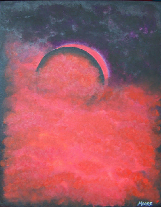 Schilderij getiteld "Mars Eclipse" door Jo Moore, Origineel Kunstwerk, Olie