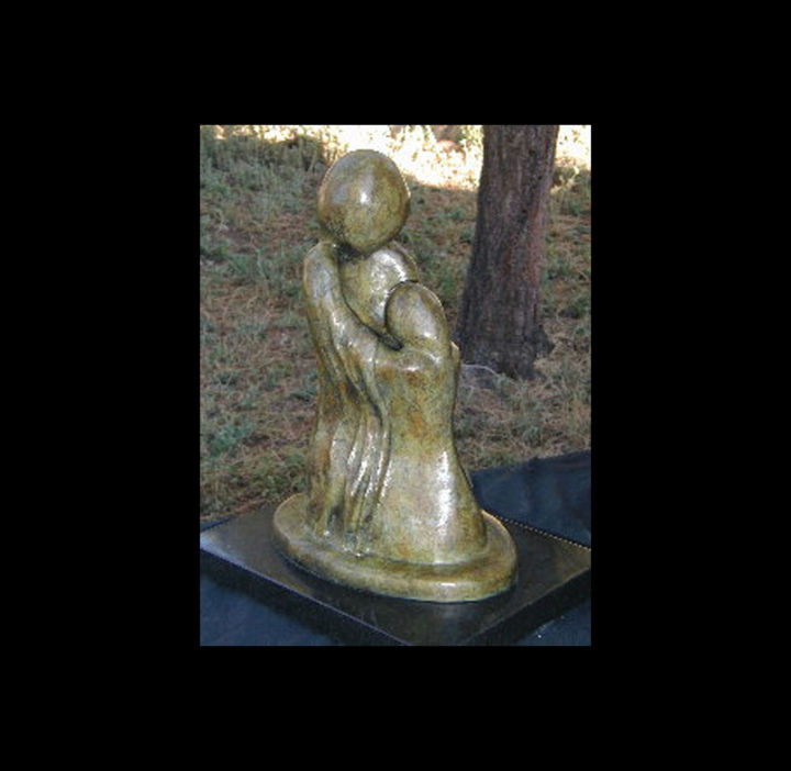 Sculpture titled "Mother and Child---…" by Jo Moore, Original Artwork, Metals