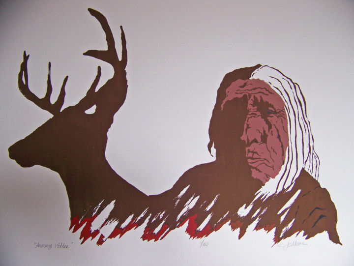 Printmaking titled "Anasazi: Elder #art…" by Jo Moore, Original Artwork, Screenprinting