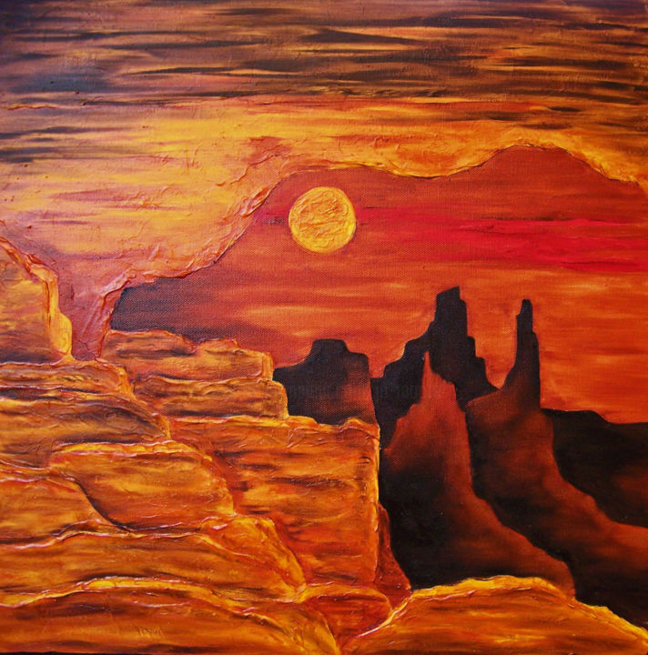 Painting titled "Enchanted Mesas XXI…" by Jo Moore, Original Artwork, Oil