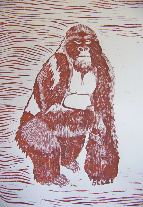 Gravures & estampes intitulée "Endangered: Mountai…" par Jo Moore, Œuvre d'art originale, Linogravures