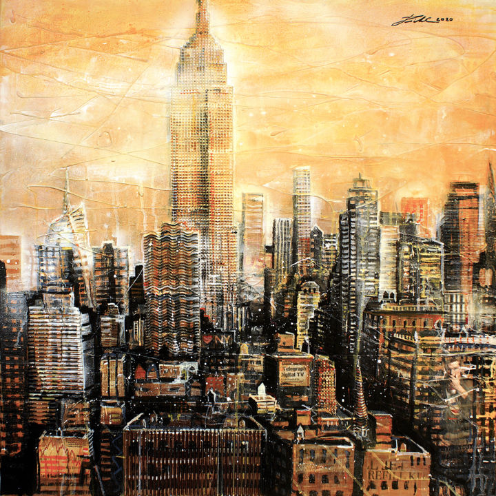 Malerei mit dem Titel "New York - Manhatta…" von Jopick, Original-Kunstwerk, Acryl