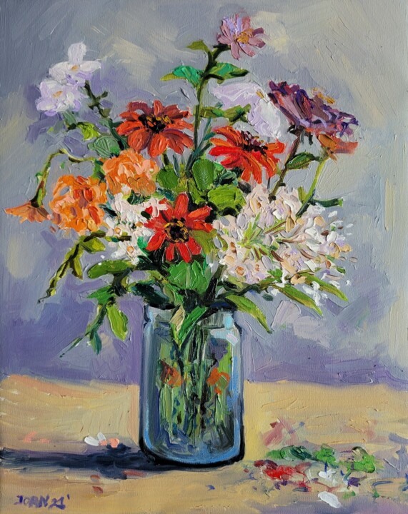 Malerei mit dem Titel "Floral Symphony" von Joan Mato, Original-Kunstwerk, Öl