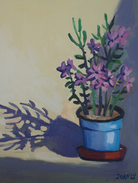 Картина под названием "Vase of pink flowers" - Joan Mato, Подлинное произведение искусства, Масло