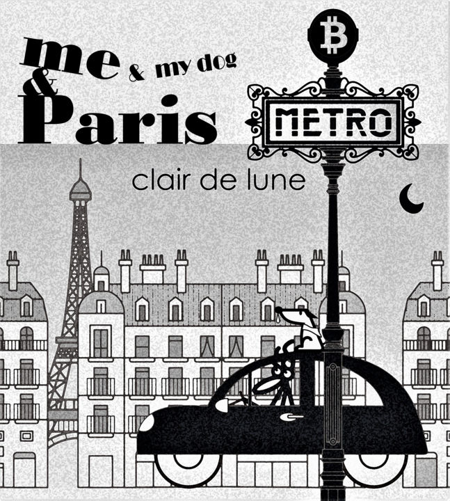 Grafika cyfrowa / sztuka generowana cyfrowo zatytułowany „me & Paris & my dog” autorstwa Joan.Perez.Artist, Oryginalna praca…