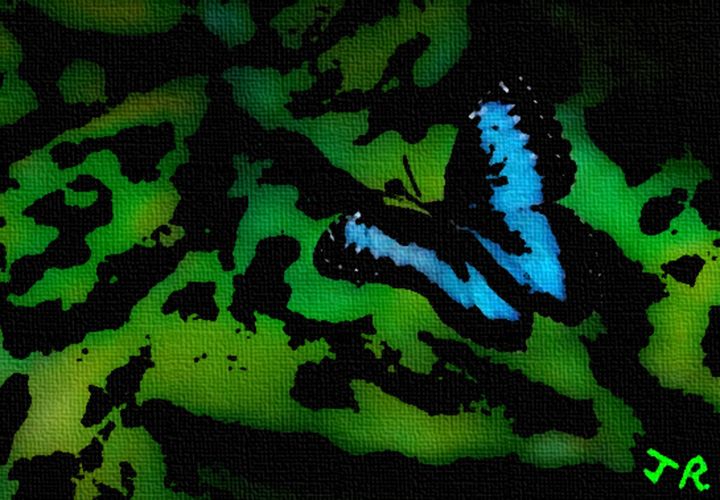 Pintura intitulada "borboleta-azul.jpg" por Joan Rodrigues, Obras de arte originais
