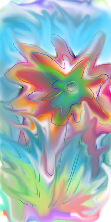 Digital Arts titled "Space flower" by Joan Short, Original Artwork, Digital Painting