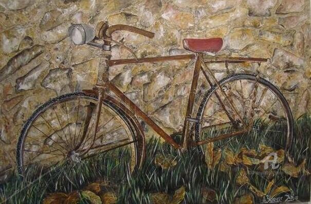 Schilderij getiteld "Bicicleta abandonada" door Joana Bisquert Mari, Origineel Kunstwerk, Acryl
