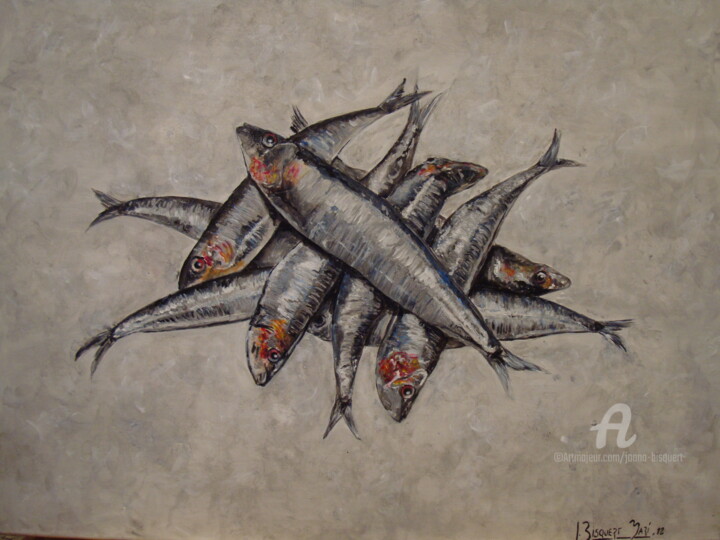 Pintura titulada "Sardinas" por Joana Bisquert Mari, Obra de arte original, Acrílico