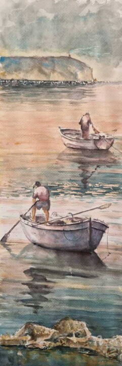 Painting titled "Faenando" by Joana Bisquert Mari, Original Artwork, Watercolor Mounted on Other rigid panel
