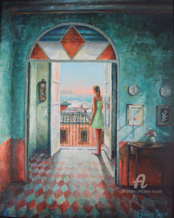 Peinture intitulée "El balcón" par Joana Bisquert Mari, Œuvre d'art originale, Acrylique