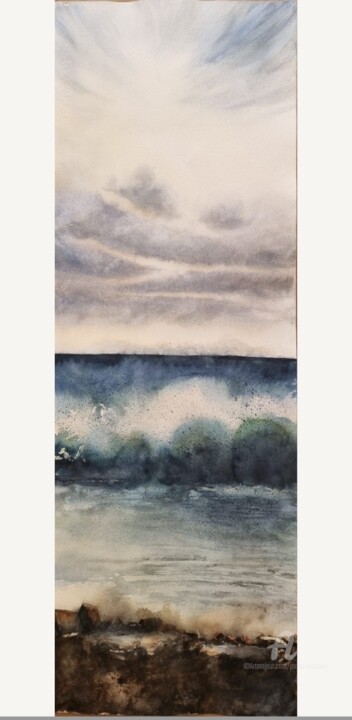 Peinture intitulée "Oleaje" par Joana Bisquert Mari, Œuvre d'art originale, Aquarelle Monté sur Autre panneau rigide