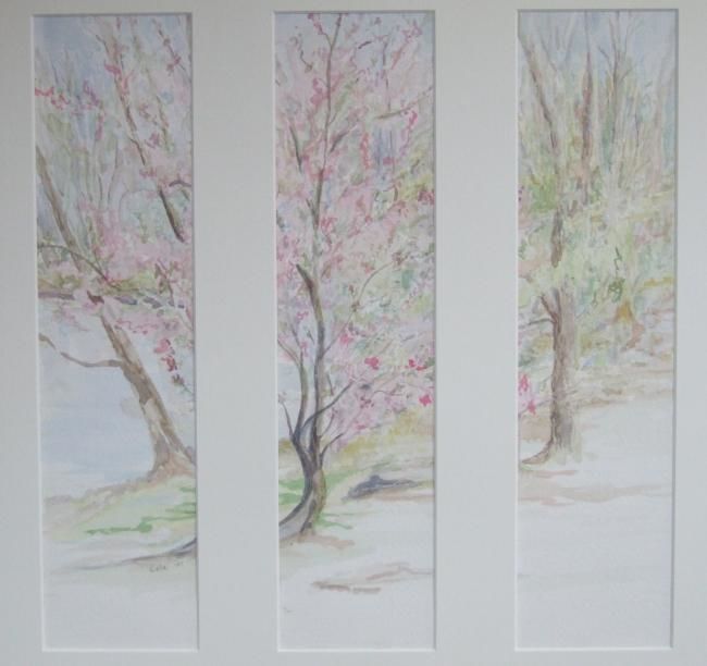 Painting titled "Spring Beauties (wa…" by Joan Cole, Original Artwork, Oil