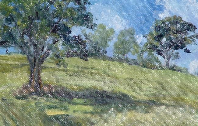 Painting titled "Twin Oaks" by Joan Cole, Original Artwork