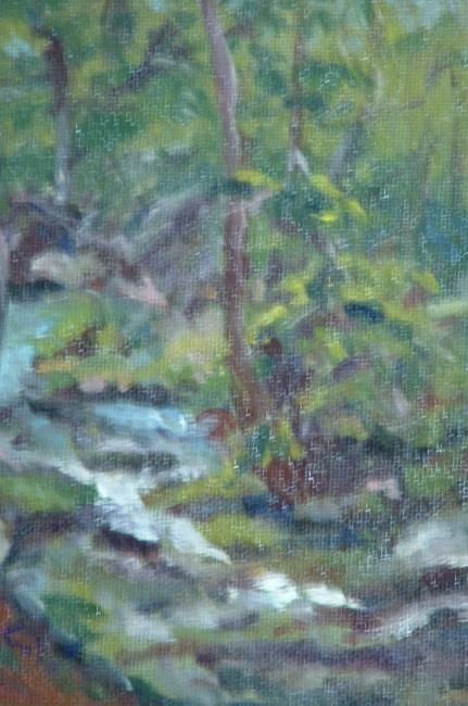 Painting titled "The Falls" by Joan Cole, Original Artwork, Oil