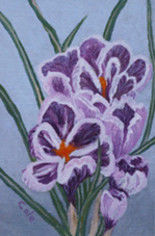 Painting titled "Purple Crocus" by Joan Cole, Original Artwork, Oil