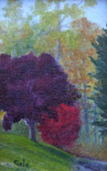 Pintura intitulada "Euonymous on Fire #1" por Joan Cole, Obras de arte originais, Óleo