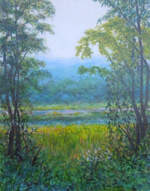 Painting titled "Spring Morning" by Joan Cole, Original Artwork, Oil