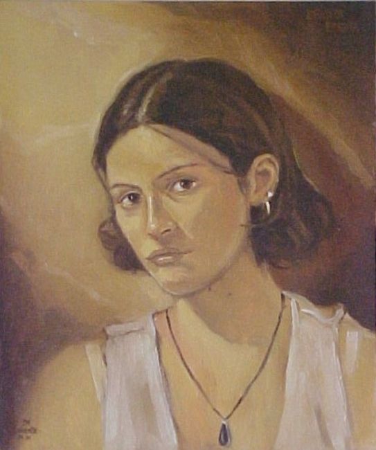Painting titled "RETRATO DE CLAUDIA" by Joan M. Lorente Vinardell, Original Artwork