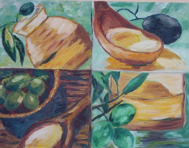 Painting titled "Des olives" by Joanna Bokij-Pineau, Original Artwork, Oil