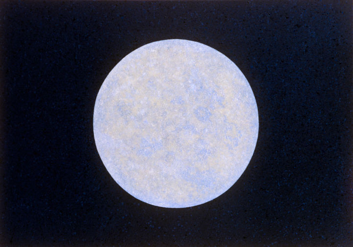 Painting titled "Moon" by Joanna Borkowska, Original Artwork, Oil