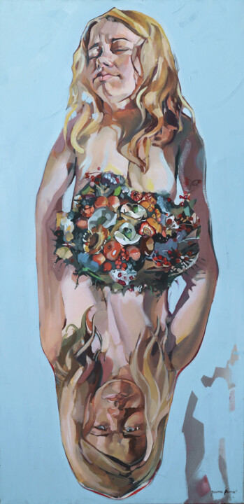 Malarstwo zatytułowany „Ładne kwiatki” autorstwa Joanna Burnat-Madejczyk, Oryginalna praca, Olej