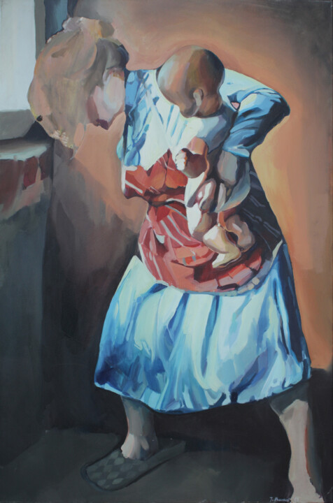 Peinture intitulée "Kobieta II" par Joanna Burnat-Madejczyk, Œuvre d'art originale, Huile