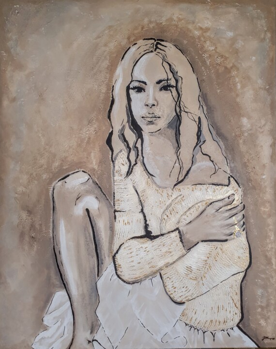 Painting titled "Lekko" by Joanna Długosz, Original Artwork, Acrylic Mounted on Wood Stretcher frame