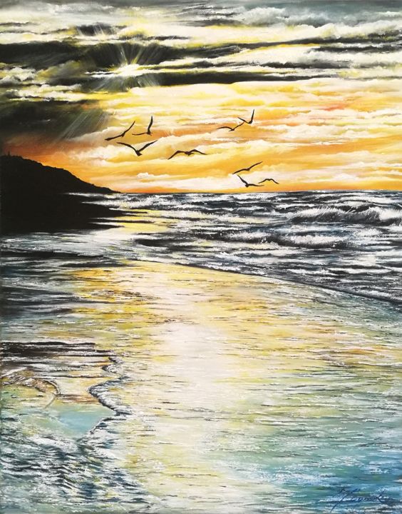 Pintura titulada "Ballad On The Water" por Joanna Dymek, Obra de arte original, Oleo