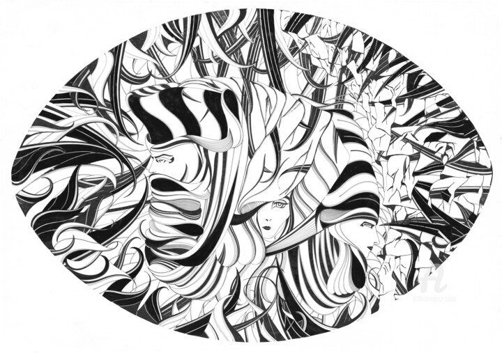 Σχέδιο με τίτλο "The Mind's Eye" από Joanna Levesley, Αυθεντικά έργα τέχνης, Μελάνι
