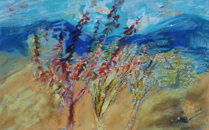 Painting titled "Impression hadath e…" by Joanna Raad, Original Artwork, Acrylic Mounted on Cardboard