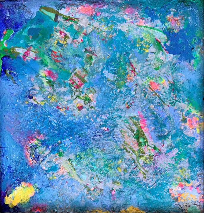 Painting titled "Arial View Over Bei…" by Joanna Raad, Original Artwork, Acrylic Mounted on Wood Panel