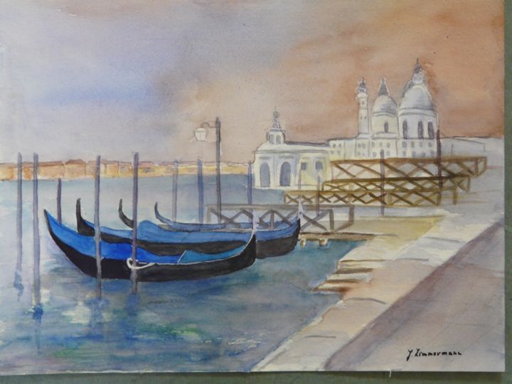 Картина под названием "Aube sur Venise" - Joanna Z, Подлинное произведение искусства