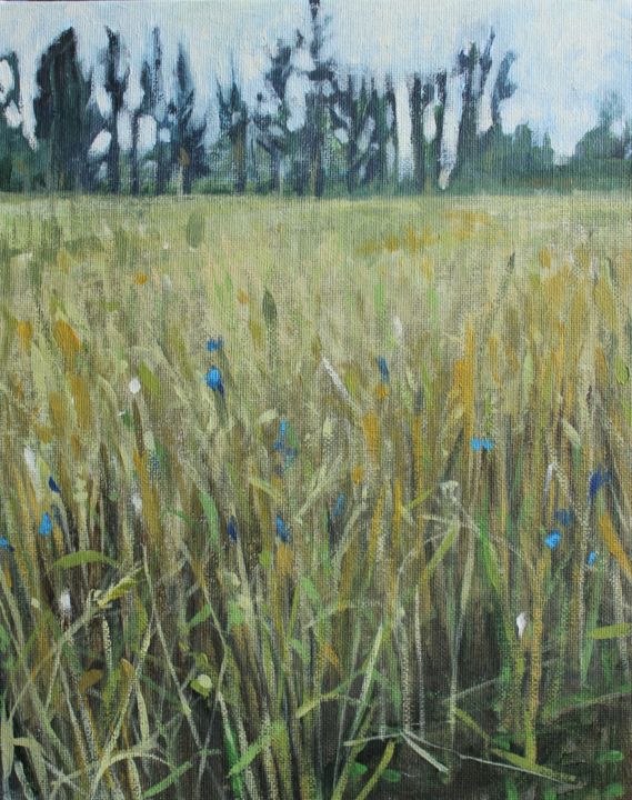 Painting titled "Summer meadow" by Joanna Plenzler, Original Artwork, Acrylic