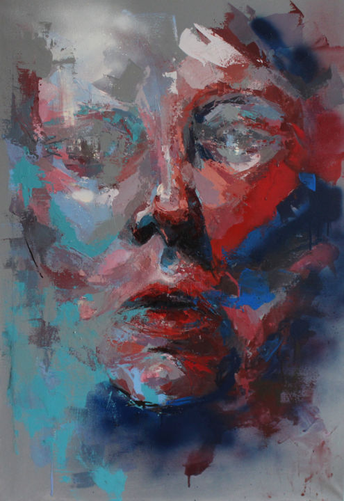 Painting titled ""From shades of gre…" by Joanna Sokolowska, Original Artwork, Acrylic