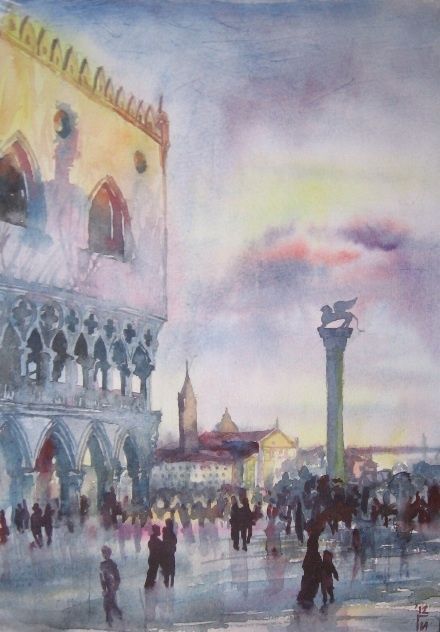 Картина под названием "Venice" - Joannawood, Подлинное произведение искусства, Масло