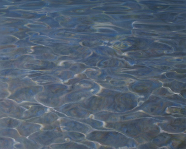 Painting titled "Water 27. Italy" by Joanne Mumford, Original Artwork, Oil Mounted on Wood Stretcher frame