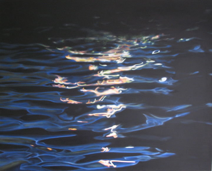 Painting titled "Water 30. Nice, Fra…" by Joanne Mumford, Original Artwork, Oil Mounted on Wood Stretcher frame