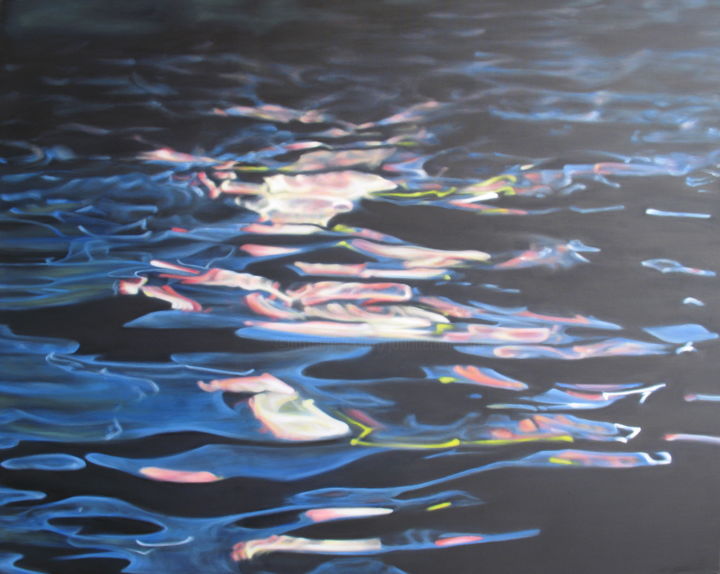 Painting titled "Water 28. Nice, Fra…" by Joanne Mumford, Original Artwork, Oil Mounted on Wood Stretcher frame