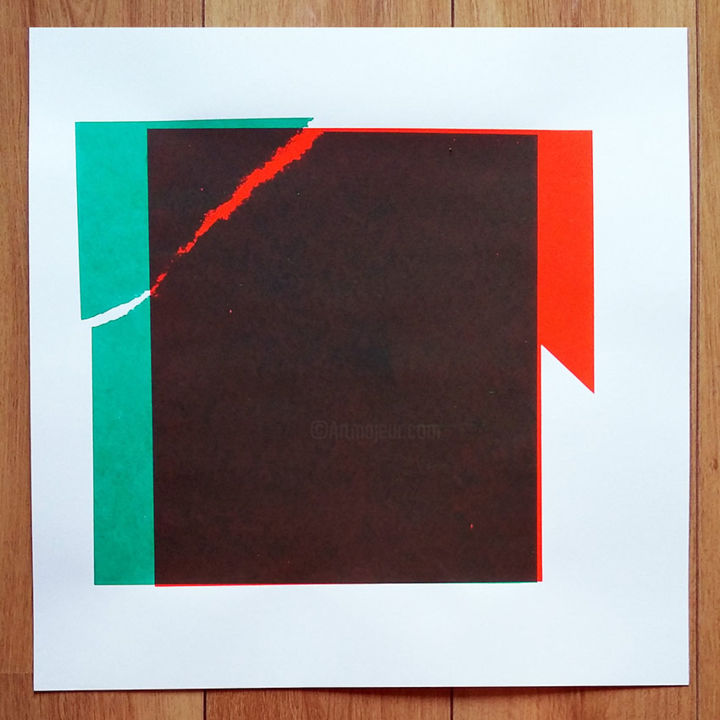 Gravures & estampes intitulée "Fuir le carré/ fluo…" par Jo-Ka, Œuvre d'art originale, Sérigraphie