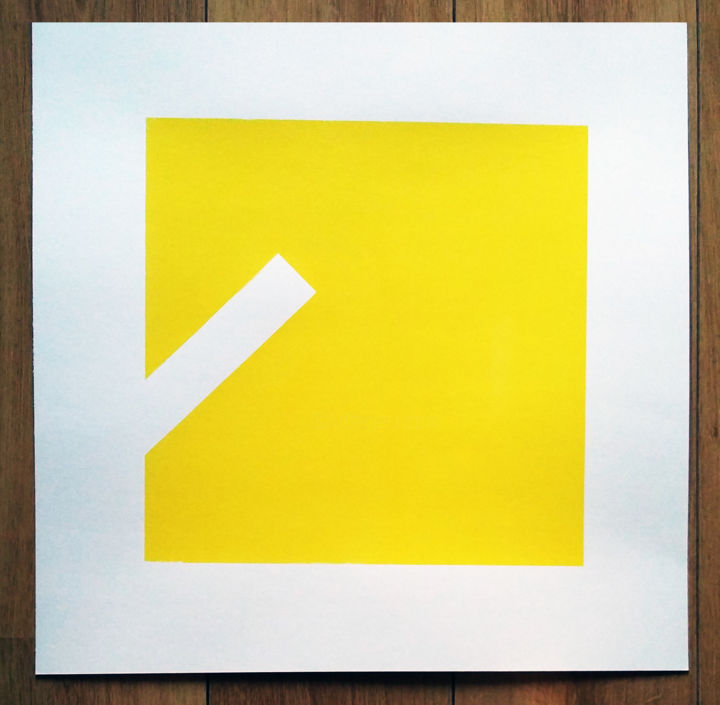 Prenten & gravures getiteld "Fuir le carré/ jaune" door Jo-Ka, Origineel Kunstwerk, Zeefdruk