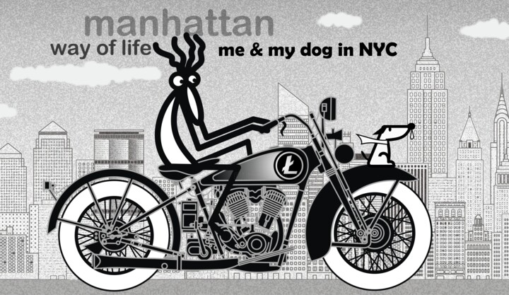 "me & my dog on Manh…" başlıklı Dijital Sanat Joanprz-Artist tarafından, Orijinal sanat, 2D Dijital Çalışma